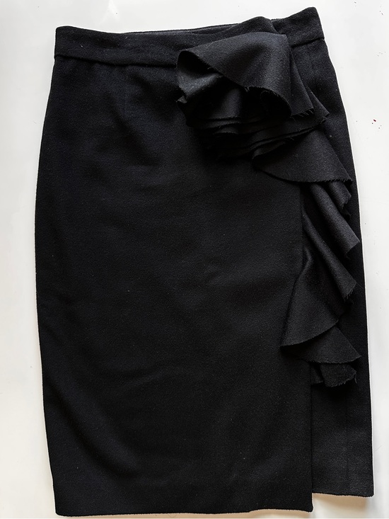 Lela Rose Dresses & Skirts - Lela Rose Black Ruffle Pencil Skirt Size 4 - 90% Wool Cashmere Quiet Luxury USA